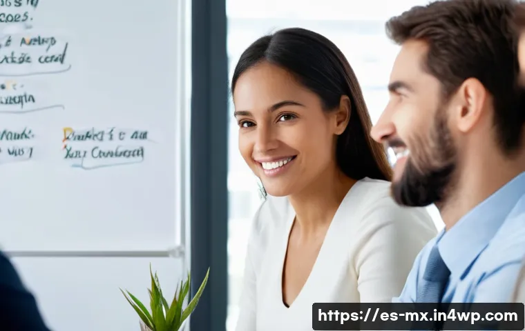 비폭력 커뮤니케이션 vs 전통적인 대화법 - A warm and inviting office meeting room with a diverse group of Spanish-speaking adults engaged in a...