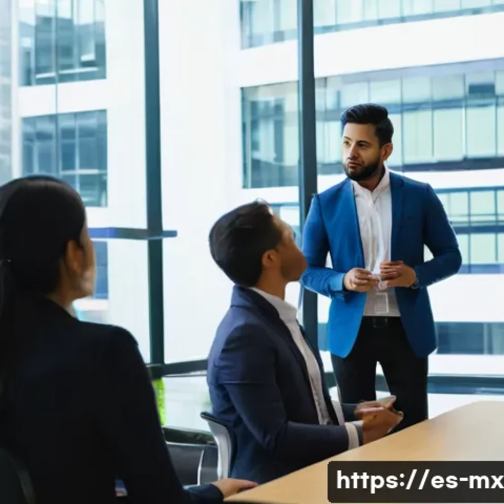 비폭력 커뮤니케이션과 집단 동기 부여 - A diverse professional team engaged in an active meeting in a modern office setting in Mexico City, ...